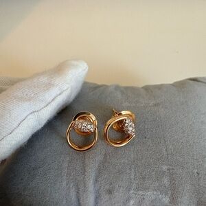GUCCI Horsebit Diamond 18k rose gold stud earrings